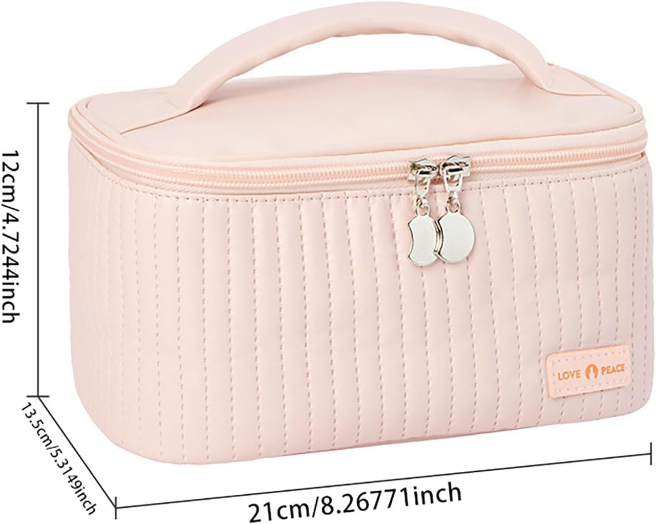Makeup Travel Bag with Zipper 8.4*5.4 Inch Pu Leather Waterproof Portable Pouch Open Flat Womens Travel Toiletry Bag Travel for Women for Women Wife Girlfriend Valentines Day Gifts