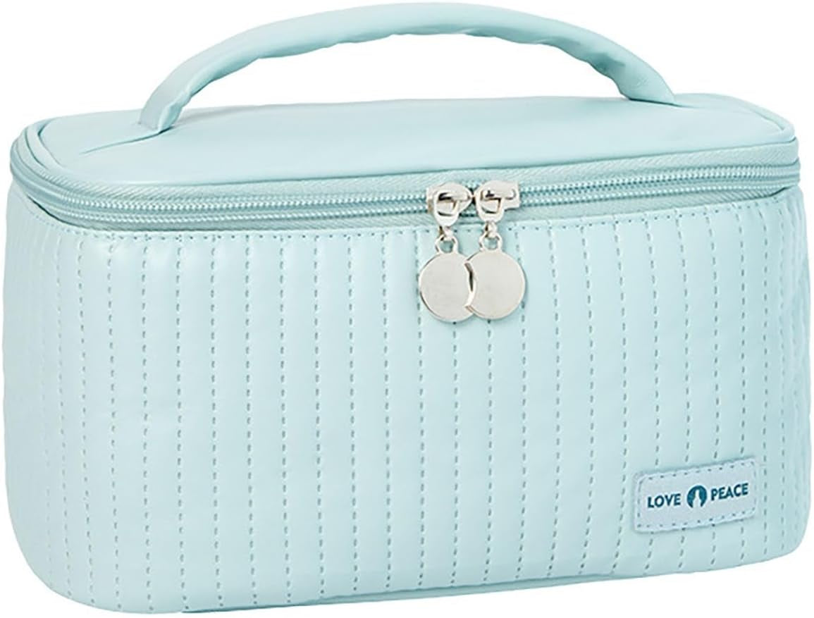 Makeup Travel Bag with Zipper 8.4*5.4 Inch Pu Leather Waterproof Portable Pouch Open Flat Womens Travel Toiletry Bag Travel for Women for Women Wife Girlfriend Valentines Day Gifts